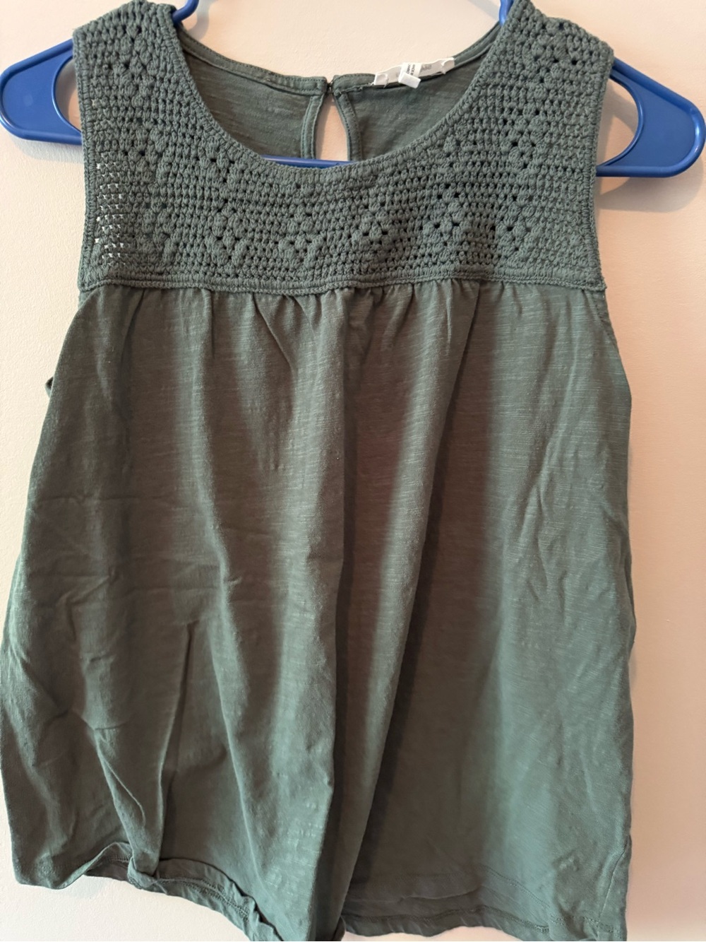 Maurices Olive Green Crochet Yoke Tank